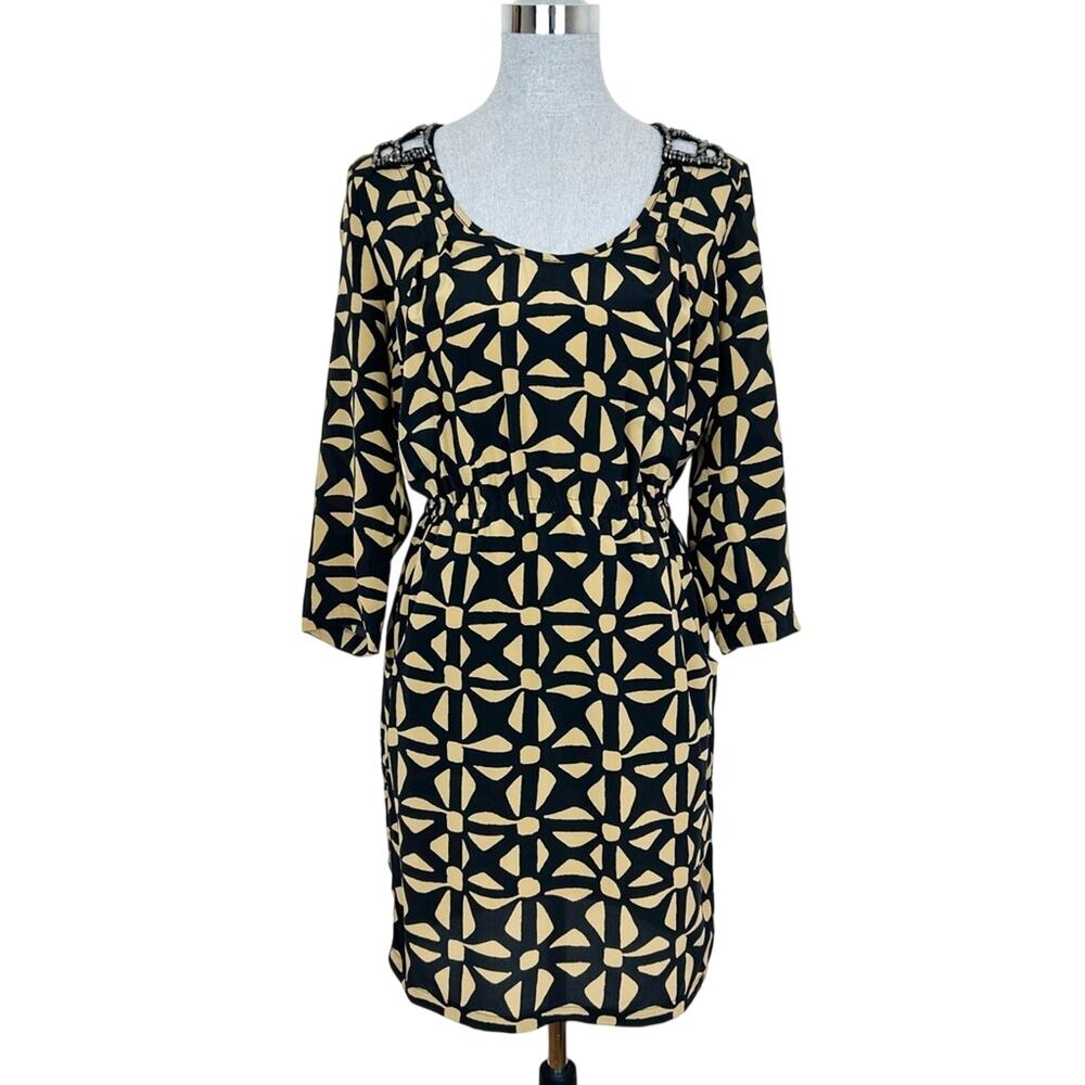 Plenty by Tracy Reese Silk Beaded Geometric‎ Print dress
